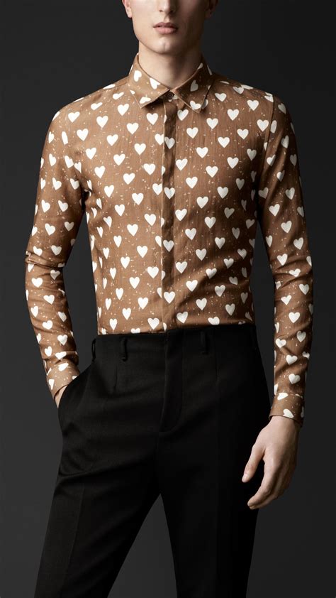 burberry heart print linen shirt|Burberry signatures for men.